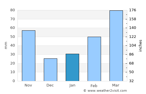 Nirasaki average rain in January