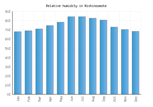 Nishinoomote relative humidity averages