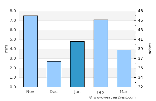 Niwai average rain in January