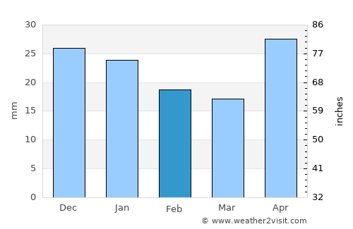 Nizhnyaya Salda average rain in February