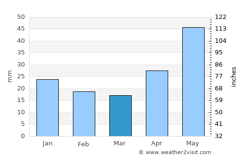 Nizhnyaya Salda average rain in March