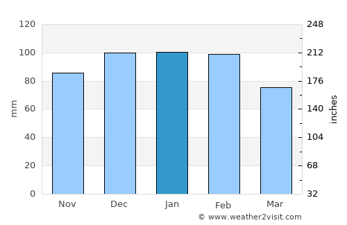 Nkowakowa average rain in January