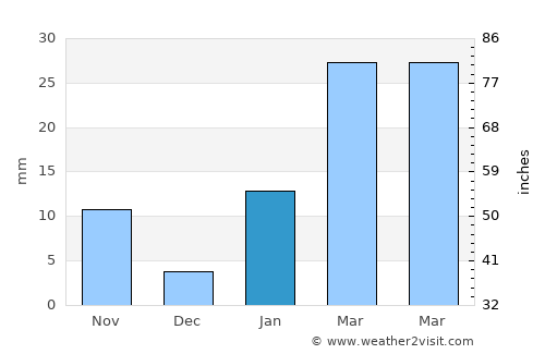 Noāmundi average rain in January