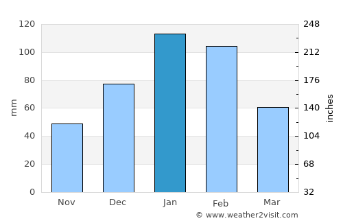 Nokaneng average rain in January
