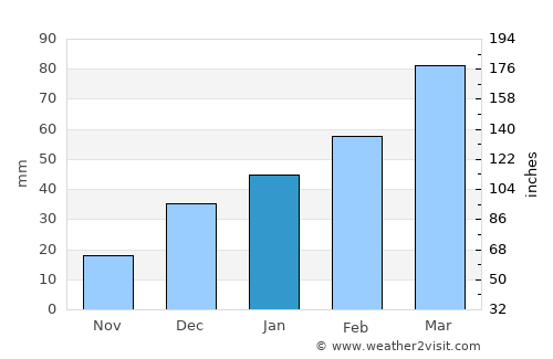 Noorābād average rain in January