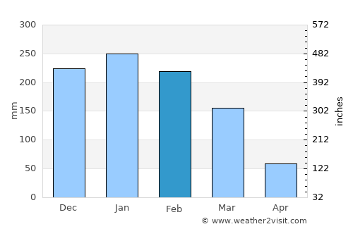 Nova Granada average rain in February