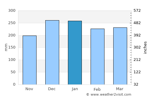 Nova Iguaçu average rain in January