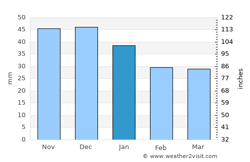 Novaya Usman’ average rain in January