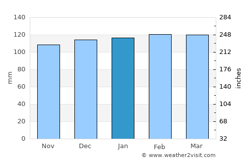 Novo Hamburgo average rain in January