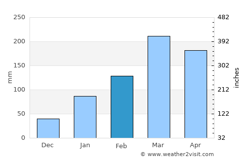 Novo Oriente average rain in February