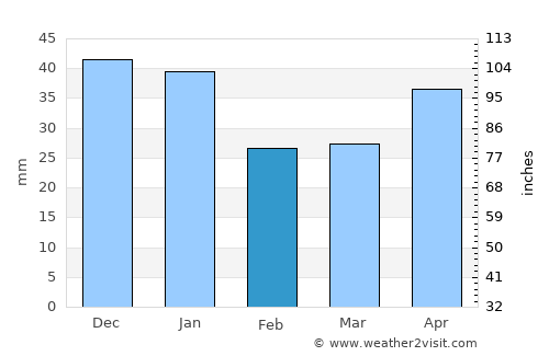 Novyye Lyady average rain in February