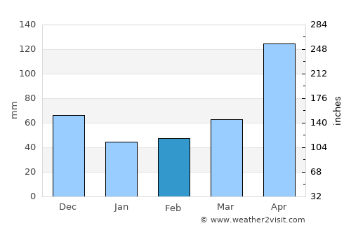 Nueva Bolivia average rain in February