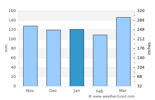 Nueve de Julio average rain in January