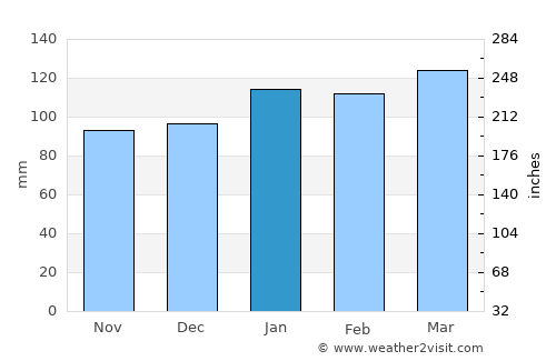 Nuevo Berlín average rain in January