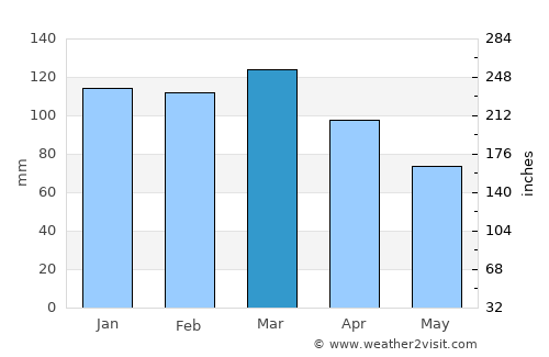 Nuevo Berlín average rain in March