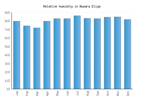 Nuwara Eliya relative humidity averages