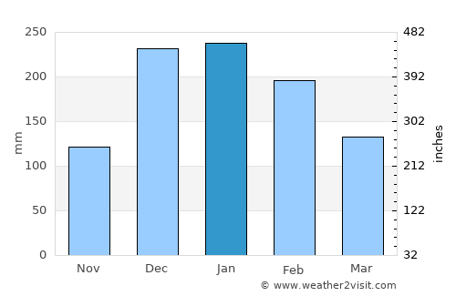 Nyazura average rain in January