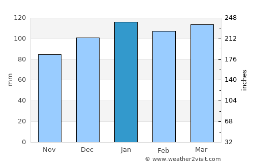 Oak Island average rain in January