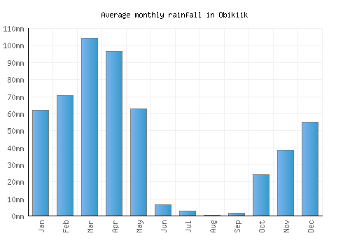Obikiik monthly rainfall chart (mm)