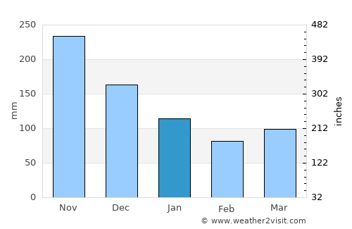 Olutanga average rain in January