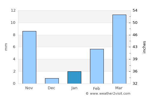 Oodweyne average rain in January