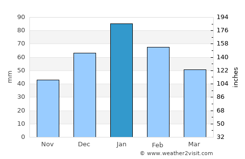 Orapa average rain in January