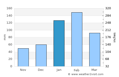 Otavi average rain in January