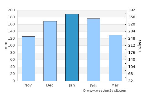 Ourinhos average rain in January