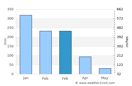 Ouro Preto average rain in February