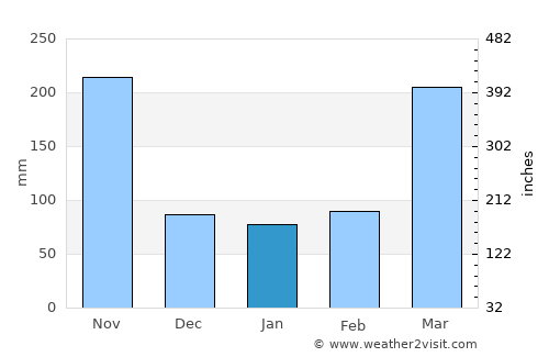 Oyem average rain in January