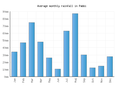 Pabbi monthly rainfall chart (mm)