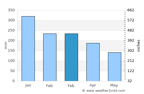 Pajung average rain in February