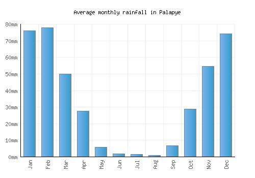 Palapye monthly rainfall chart (mm)