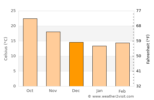 Palatka average temperature in December
