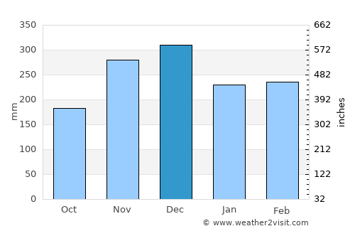 Palembang average rain in December