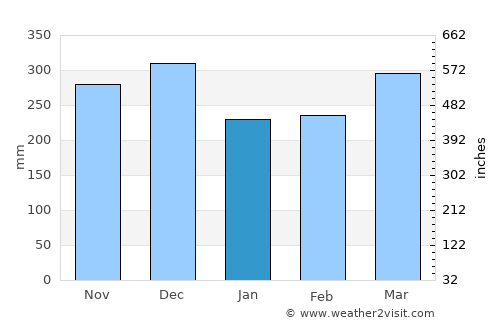 Palembang average rain in January
