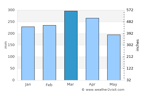Palembang average rain in March