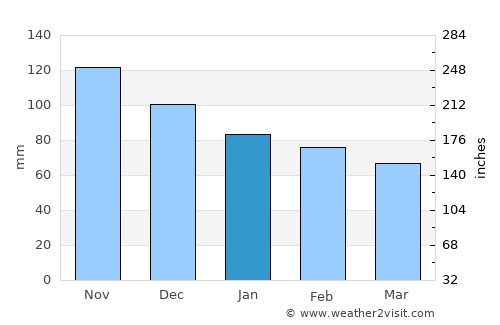 Palestrina average rain in January