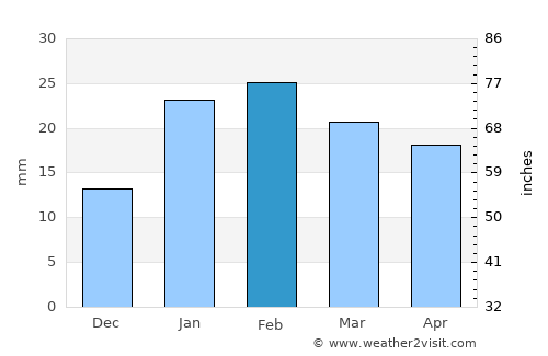 Paliā Kalān average rain in February