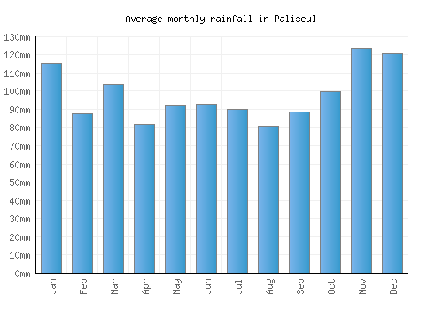 Paliseul monthly rainfall chart (mm)