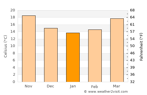 Palm Coast average temperature in January