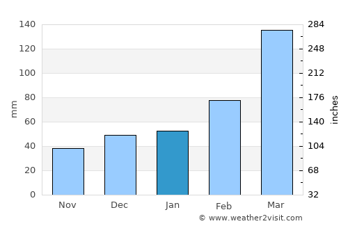 Palmares average rain in January