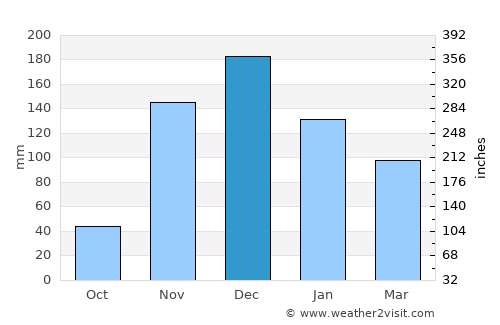 Palmas de Monte Alto average rain in December