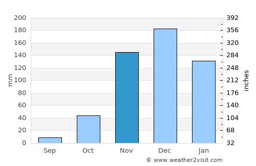 Palmas de Monte Alto average rain in November