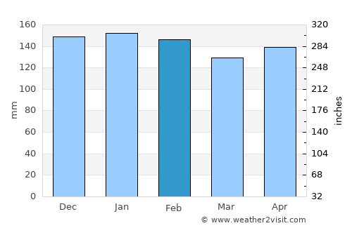 Palmeira das Missões average rain in February
