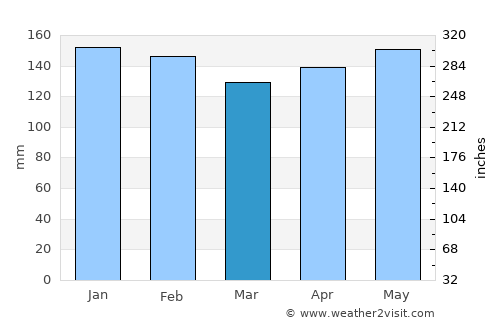 Palmeira das Missões average rain in March