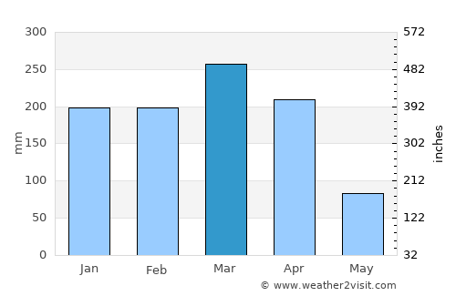 Palmeirais average rain in March