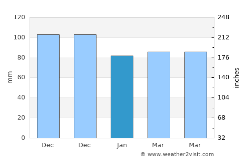 Palmerston North average rain in January