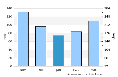 Palmira average rain in January