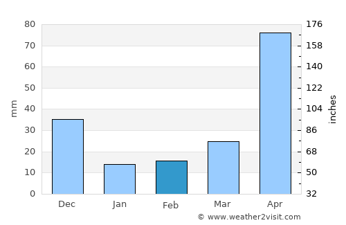 Palmito average rain in February